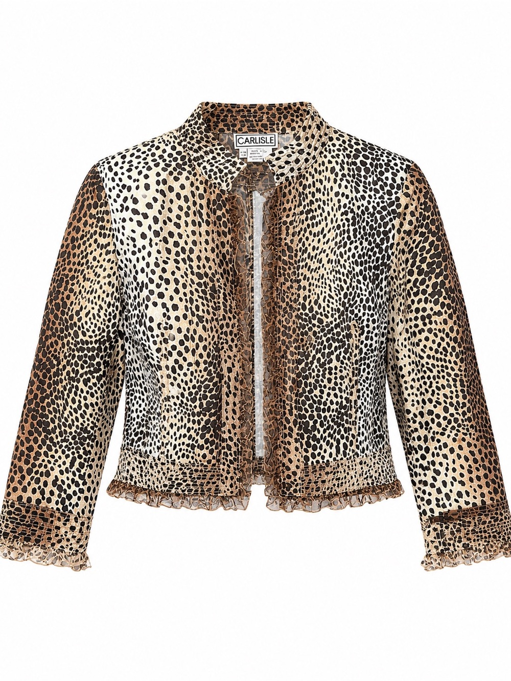 Carlisle Size 18 Leopard Cheetah Print Cotton Silk Ruffle Trim Jacket Blazer